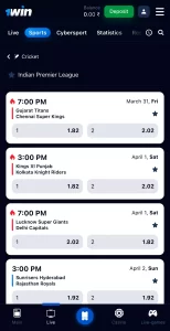 Screenshot of how to place a bet